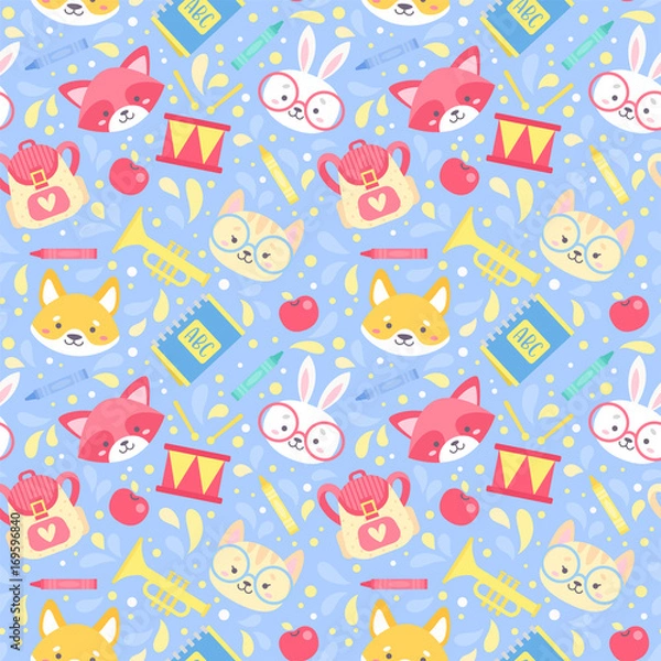Fototapeta School seamless pattern for children