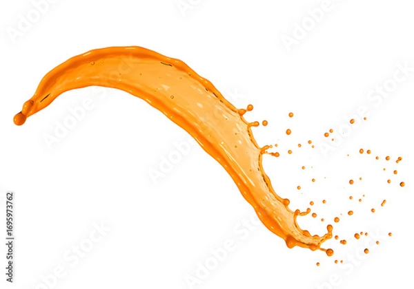 Fototapeta Artistic orange Sauce Swirl Creamy cheese sauce splash in artistic design, isolated on white. Ideal for food art, fast food, and culinary background