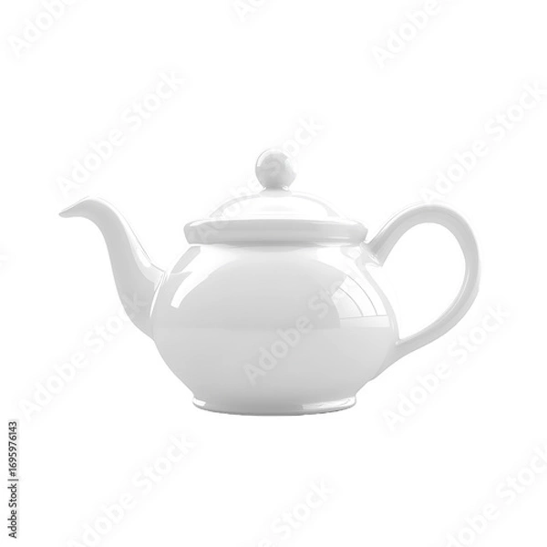 Fototapeta White Ceramic Teapot with Smooth Design and Dome Lid