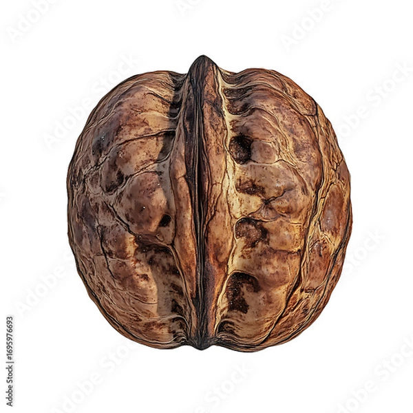 Fototapeta Whole Walnut with Detailed Shell Texture