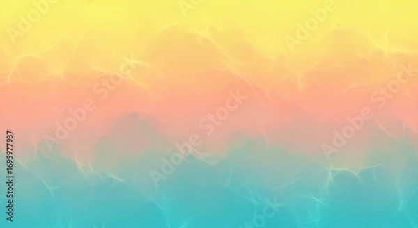 Fototapeta Soft gradient background with yellow pink and teal abstract brush strokes