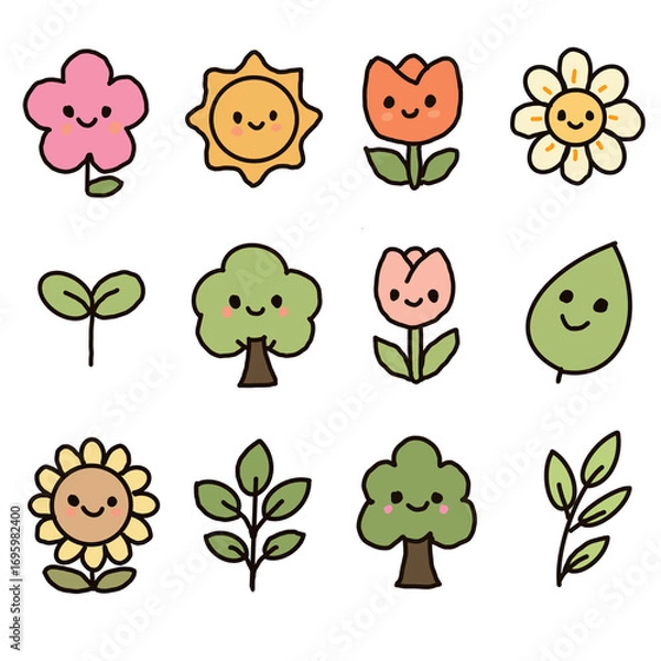 Obraz Flowers and tree vactor 