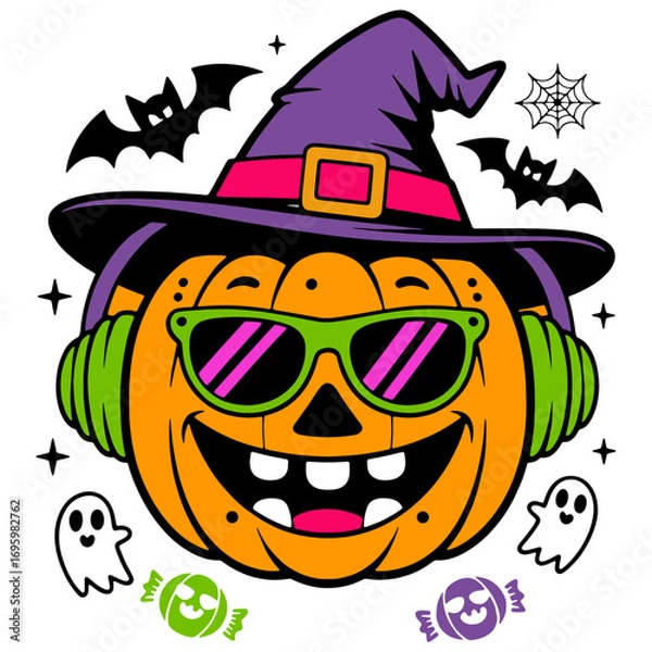 Fototapeta Goofy Pumpkin Head Halloween Funny Design.eps