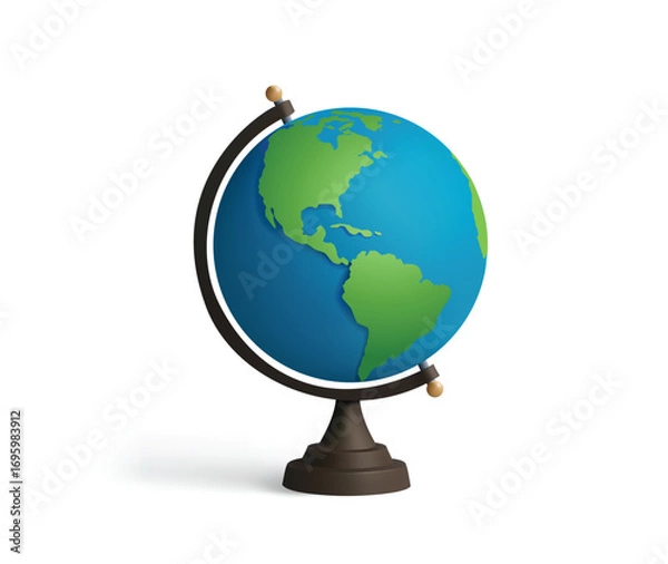 Obraz Rotatable Earth table desk globe isolated vector 3d icon