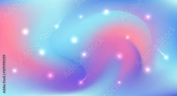 Fototapeta Dreamy swirling pastel colors with sparkling lights abstract background
