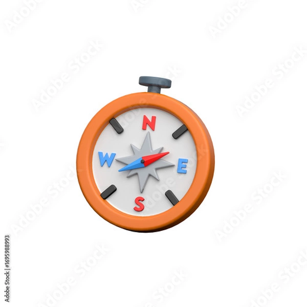Fototapeta 3D compass icon representing direction, navigation, and delivery tracking.