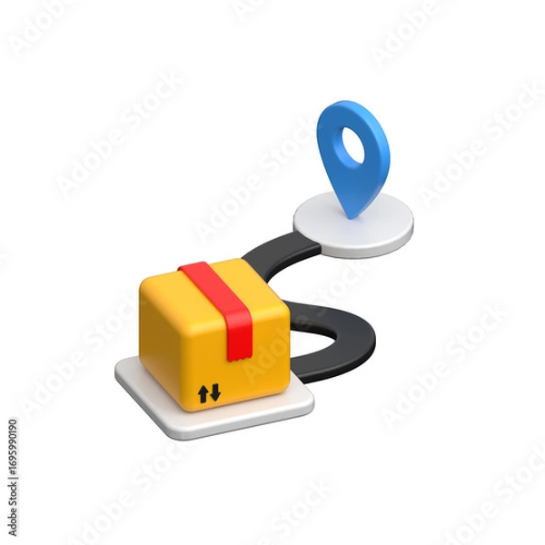Fototapeta A vibrant 3D illustration showcasing the concept of package tracking.