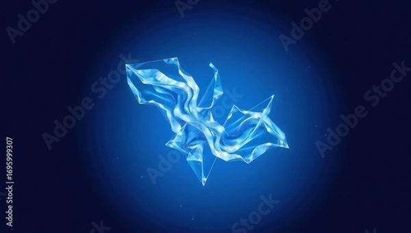 Obraz Abstract glowing blue plastic sheet floating in dark background