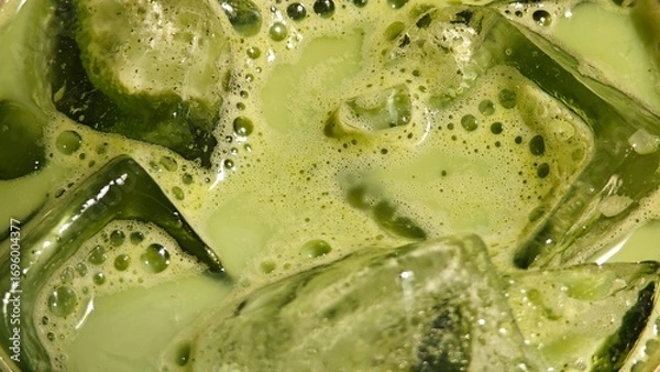 Obraz Iced matcha latte. Refresh drink.