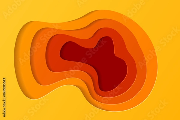 Fototapeta 3D abstract background red and yellow color  paper cut shapes. Vector design layout for business presentations, flyers, posters and invitations