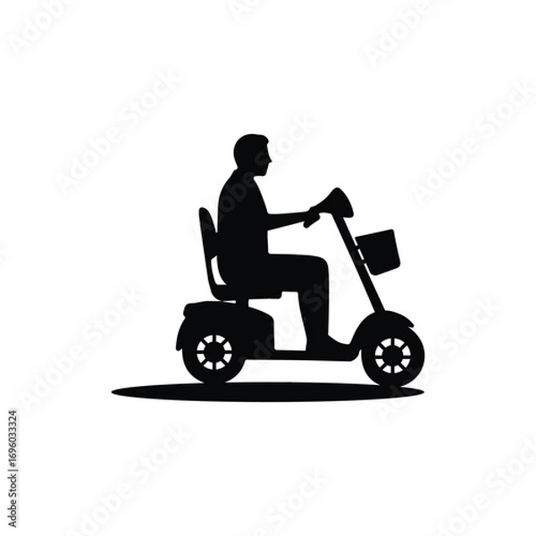 Obraz Mobility Scooter with Rider , Accessibility Silhouette Illustration