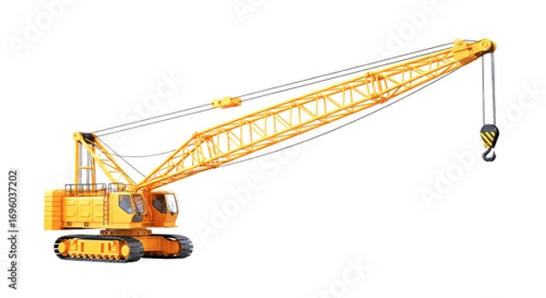 Obraz powerful crawler crane 3d model ready for construction, lifting heavy loads, and industrial projects, isolated on transparent background