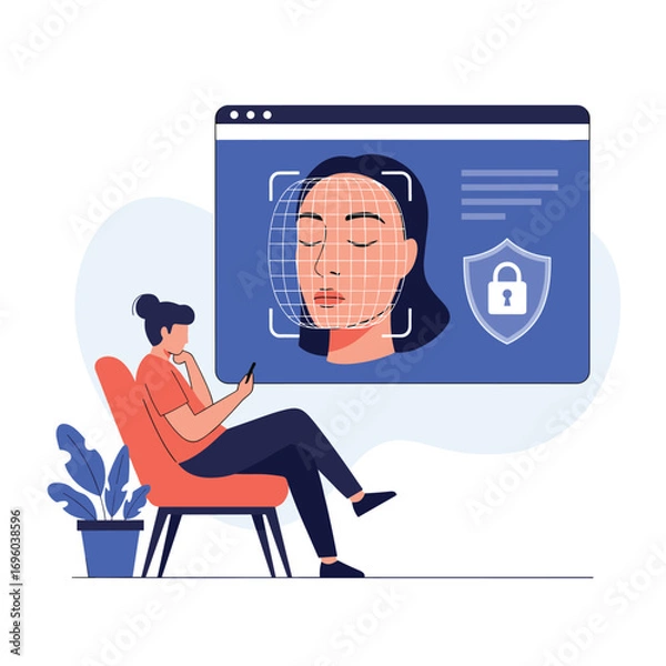 Obraz Secure digital identity verification and authentication using advanced facial recognition technology for online security