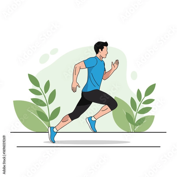 Obraz Active man enjoying outdoor running exercise and a healthy lifestyle