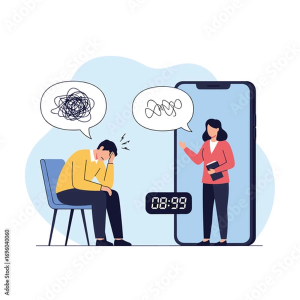 Obraz Online therapy session helping a person overcome mental health challenges and find inner peace