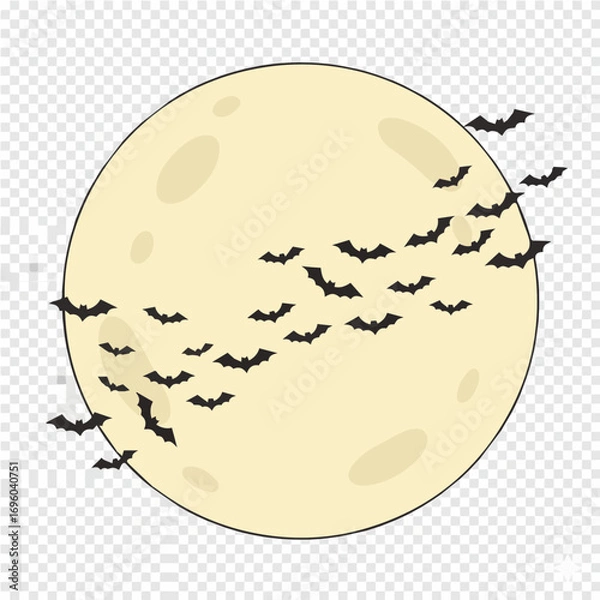 Fototapeta vector illustration of a moon with bats flying