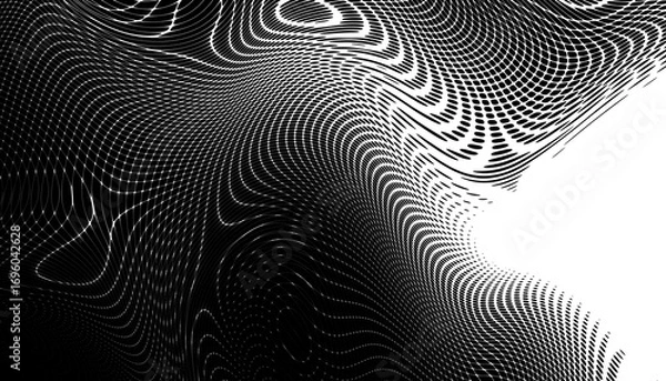 Fototapeta Monochrome gradient halftone dots background. Overlay png illustration. Abstract grunge dots on transparent background