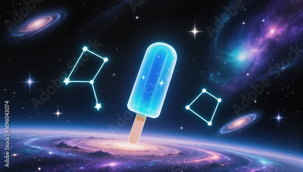 Fototapeta Cosmic ice popsicle glows in the galactic expanse of the universe