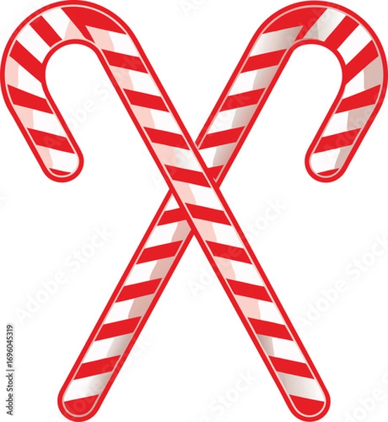 Fototapeta New years cane lollipop striped sugar caramel stick isolated color image on a white background