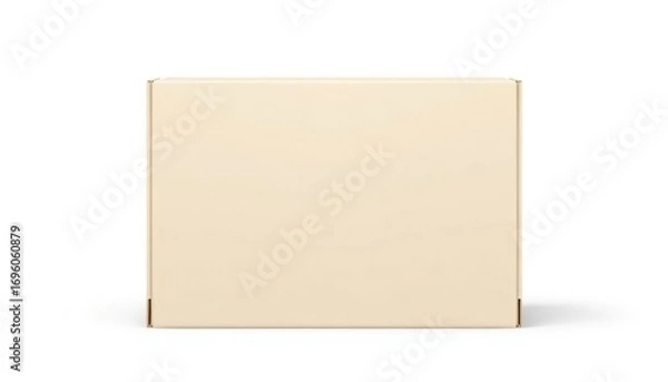 Obraz Minimalist Empty Beige Cardboard Box on White Background