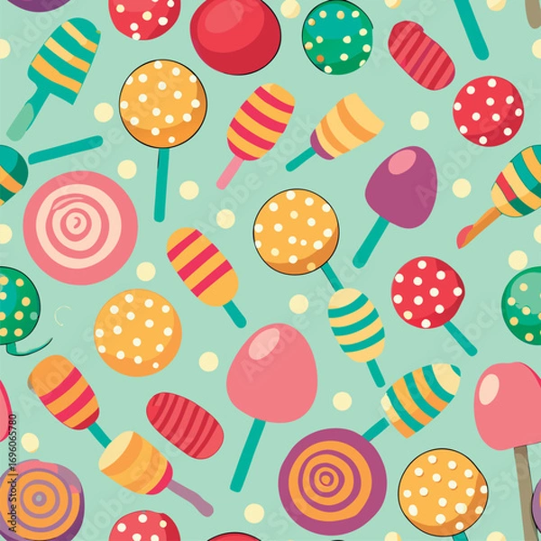 Fototapeta Vector illustration of a Sweet candy seamless pattern.