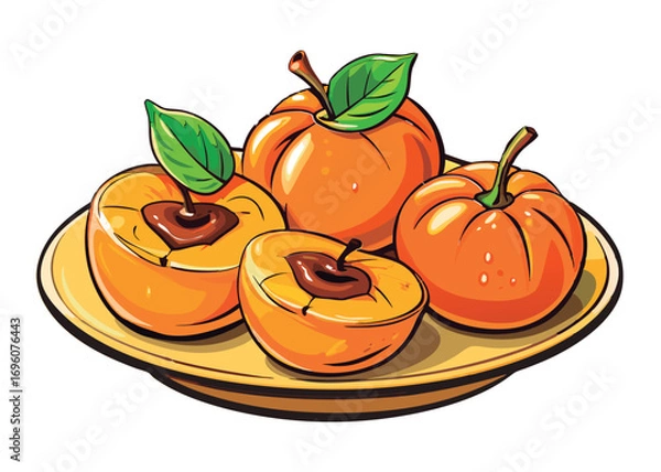 Fototapeta Colorful apricots on a plate.