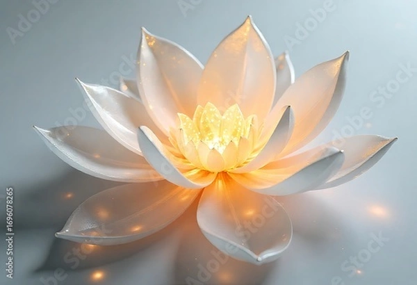 Fototapeta Water lotus flower with glowing petals high resolution image