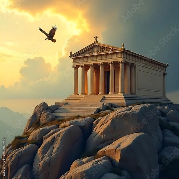 Fototapeta Ancient greek temple with eagle high resolution image