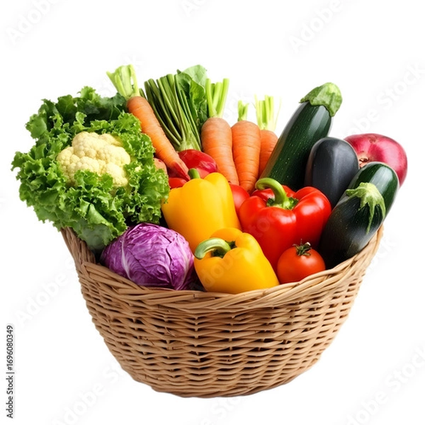 Fototapeta Fresh Vegetables in a Basket isolated on a transparent background.