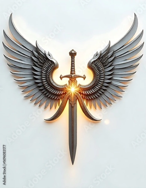 Fototapeta Epic sword and wings symbol high resolution image
