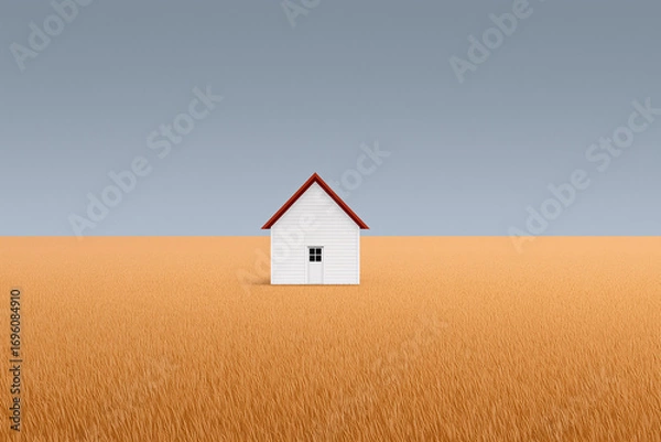 Fototapeta Aerial view of a single barn surrounded by wheat fields in michigan agricultural landscape photography
