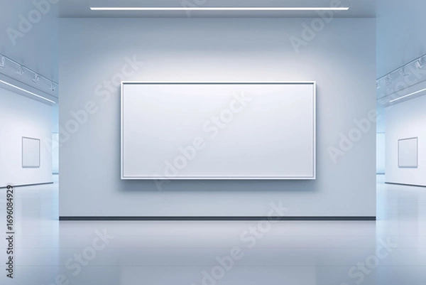 Fototapeta Blank billboard mockup displayed in modern art gallery minimalist design contemporary environment artistic viewpoint