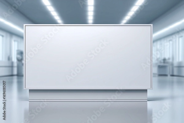 Fototapeta Illuminated blank billboard mockup laboratory setting digital display modern environment front view advertising concept