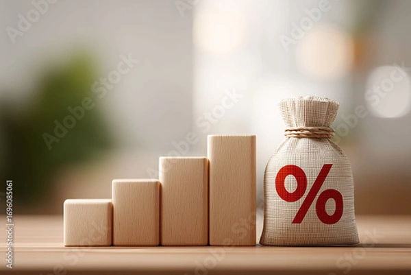 Fototapeta Business growth graph with percentage indicator office setting digital content professional environment close-up view special offer insights