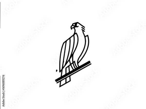 Fototapeta Majestic eagle perched on branch, symbolizing power, freedom, and vision in a clean, modern style.