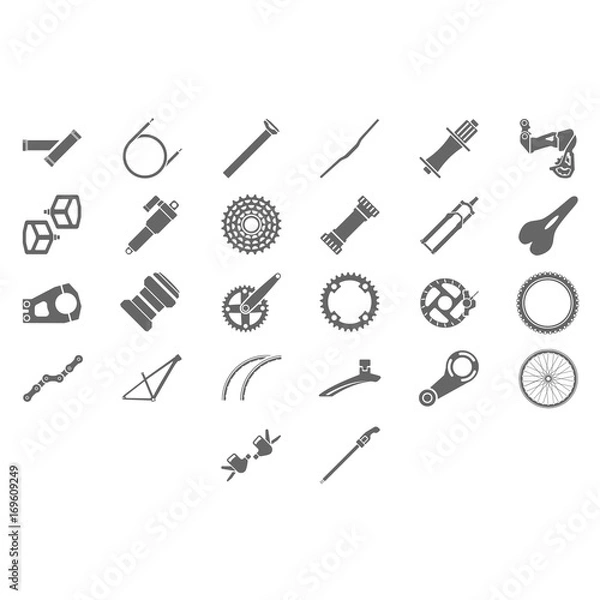 Fototapeta Fresh bicycle part Icons. More bicycle icons in set. 