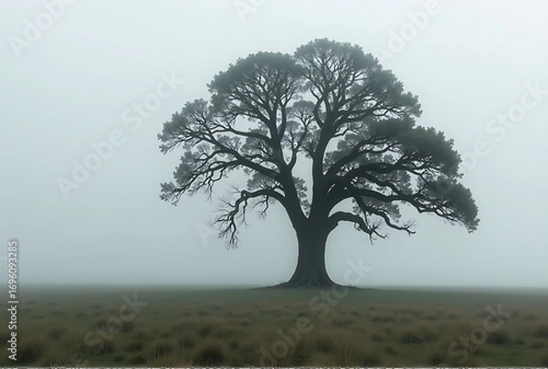 Fototapeta lonely tree in the fog