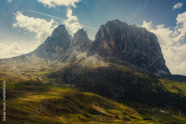 Fototapeta panoramic view of mountain landscape in the morning