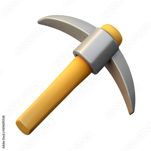 Fototapeta Pickaxe Tool:  A 3D Render of a Mining Pickaxe