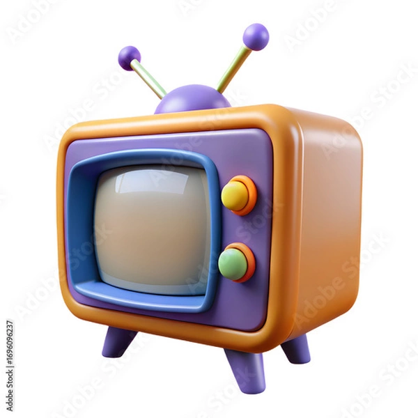 Fototapeta Retro Television: 3D Render of Vintage TV Set for Broadcast, Media, and Entertainment Projects