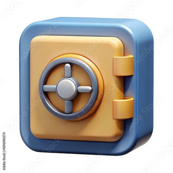Fototapeta Cartoon Safe Icon: Security, Protection, Banking, Finance App Design Element
