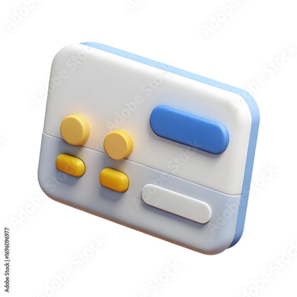 Fototapeta Retro Gaming Controller: 3D Render of a Simple, Colorful Gamepad