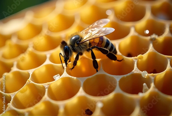 Obraz bee on honeycomb