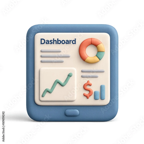 Fototapeta 3d financial dashboard icon for finance and business analysis design