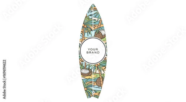 Fototapeta Colorful Surfboard Design with Playful Patterns for Beach and Ocean Activities
