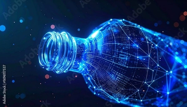 Fototapeta A futuristic digital representation of a plastic bottle