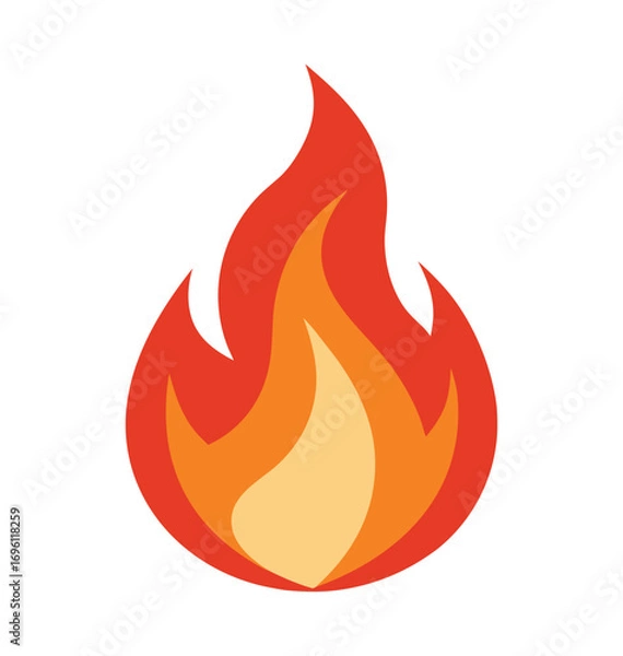 Fototapeta Vector fire flame icon set with burning blaze heat and flammable symbol design illustration