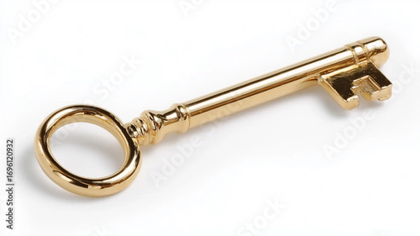 Obraz Antique gold key with transparent background