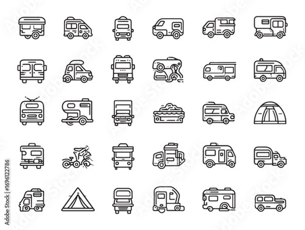 Fototapeta Van minimal outline transportation vector icon