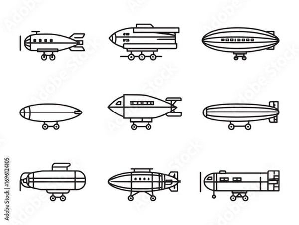 Fototapeta Zeppelin ultra minimalist 2D line art
